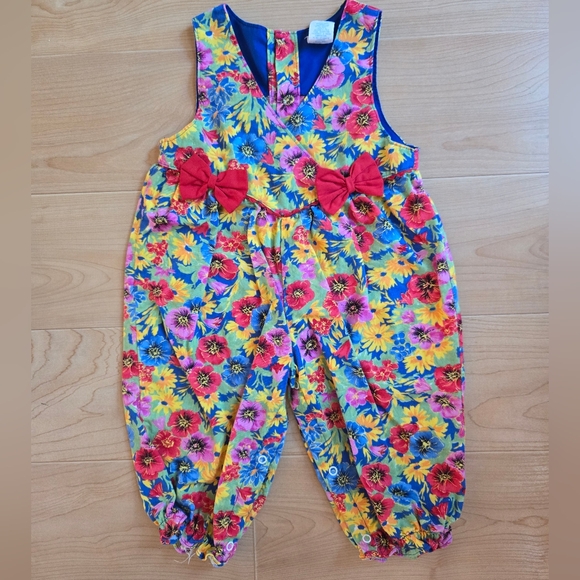 Vintage 1990s fun multicolored floral patterned romper - Picture 8 of 9